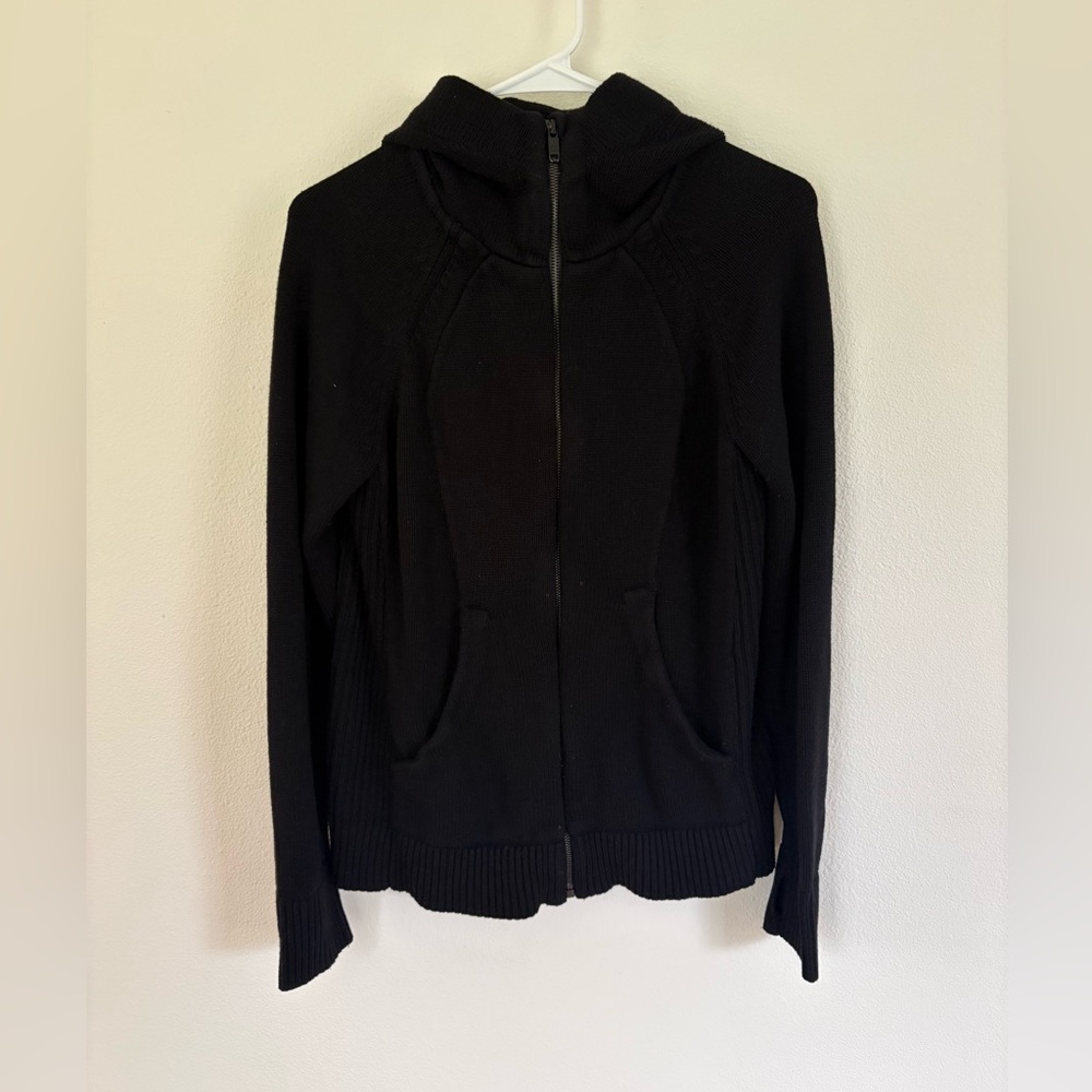 Lululemon Athletica Black Knitted Zip Up Scuba Hoodie Sweatshirt